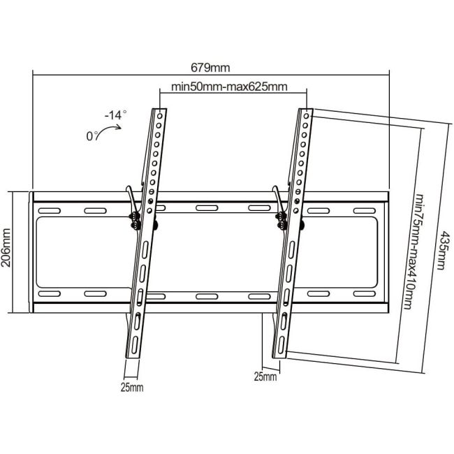 Brateck | Support mural universel pour téléviseur LED, réglable verticalement (37-85 Brateck | Support mural universel pour téléviseur LED, réglable verticalement (37-85